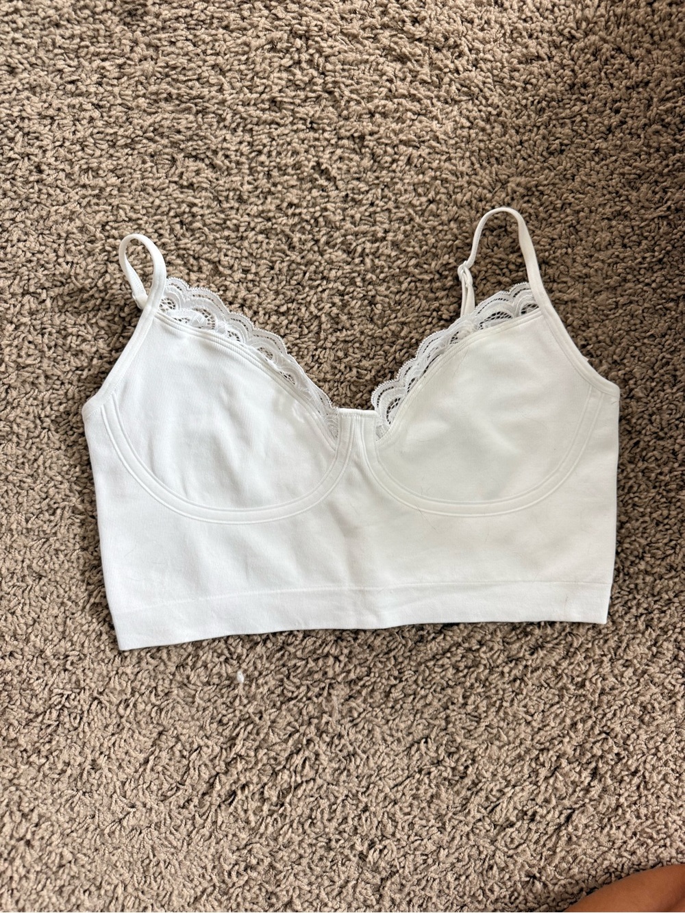 Aerie White Lace Trim Bralette